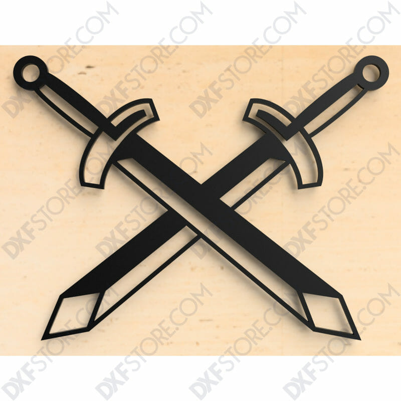 2 Swords Free DXF File - DXF File Cut-Ready for CNC Laser & plasma